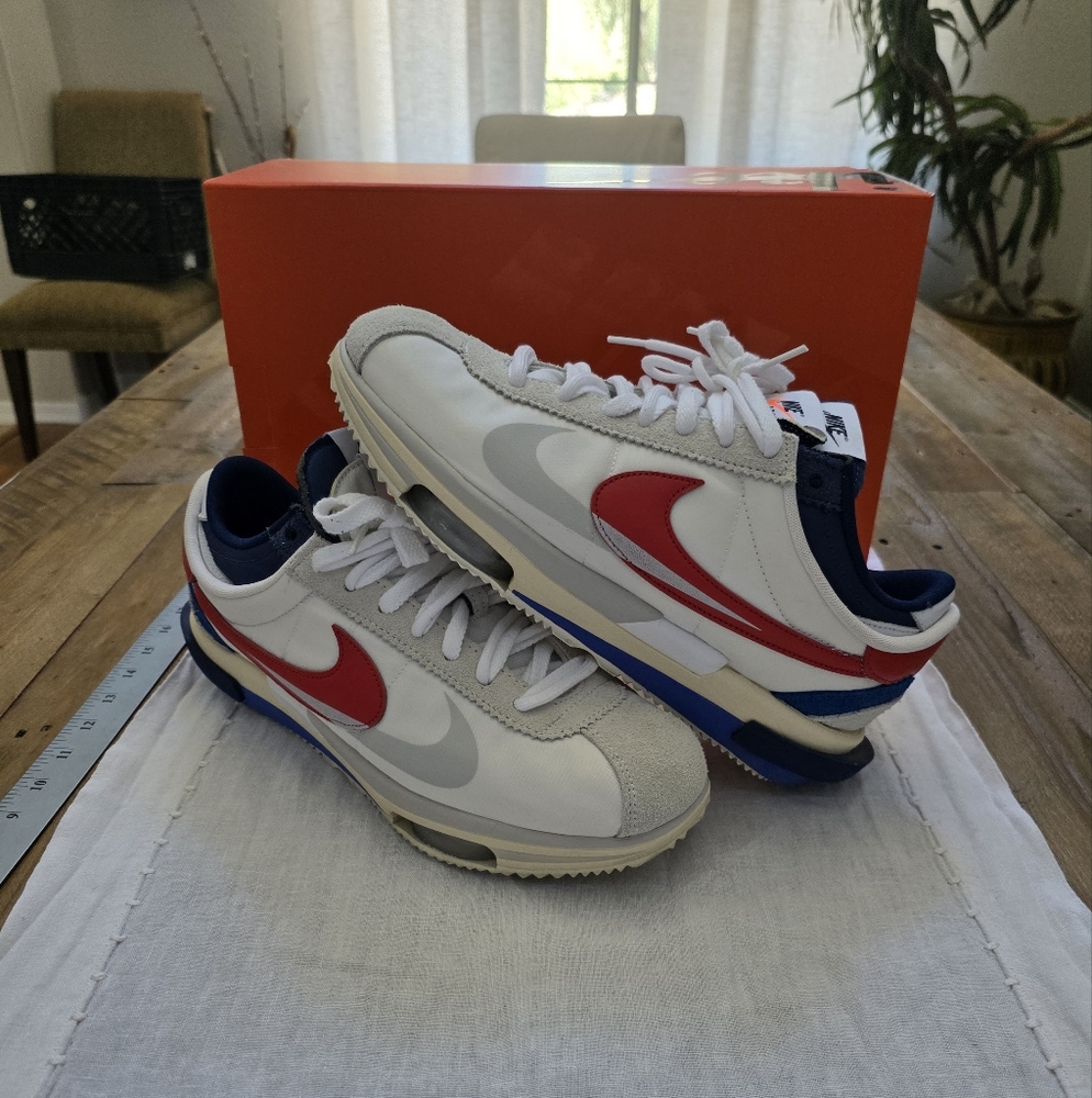 Pre-owned Nike X Sacai Zoom Cortez In Red / White / Blue Men's Size 11.5